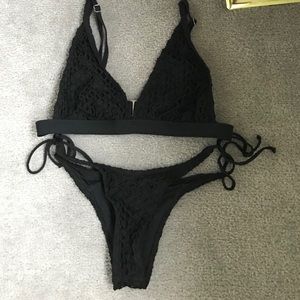 Black crochet bathing suit